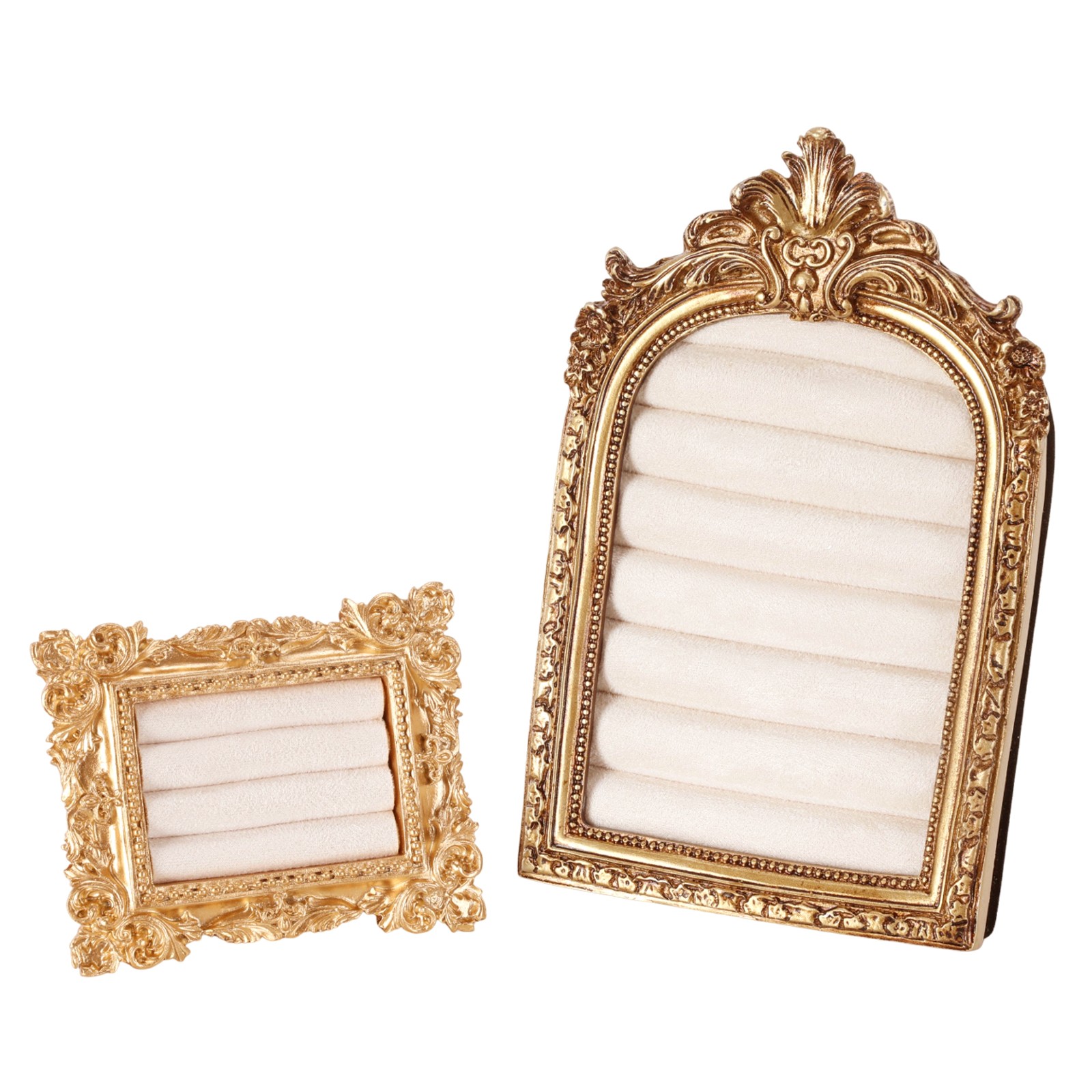 2Pcs Gold Resin Vintage Ring Holder Frame Style Photograph Prop for Women Gift