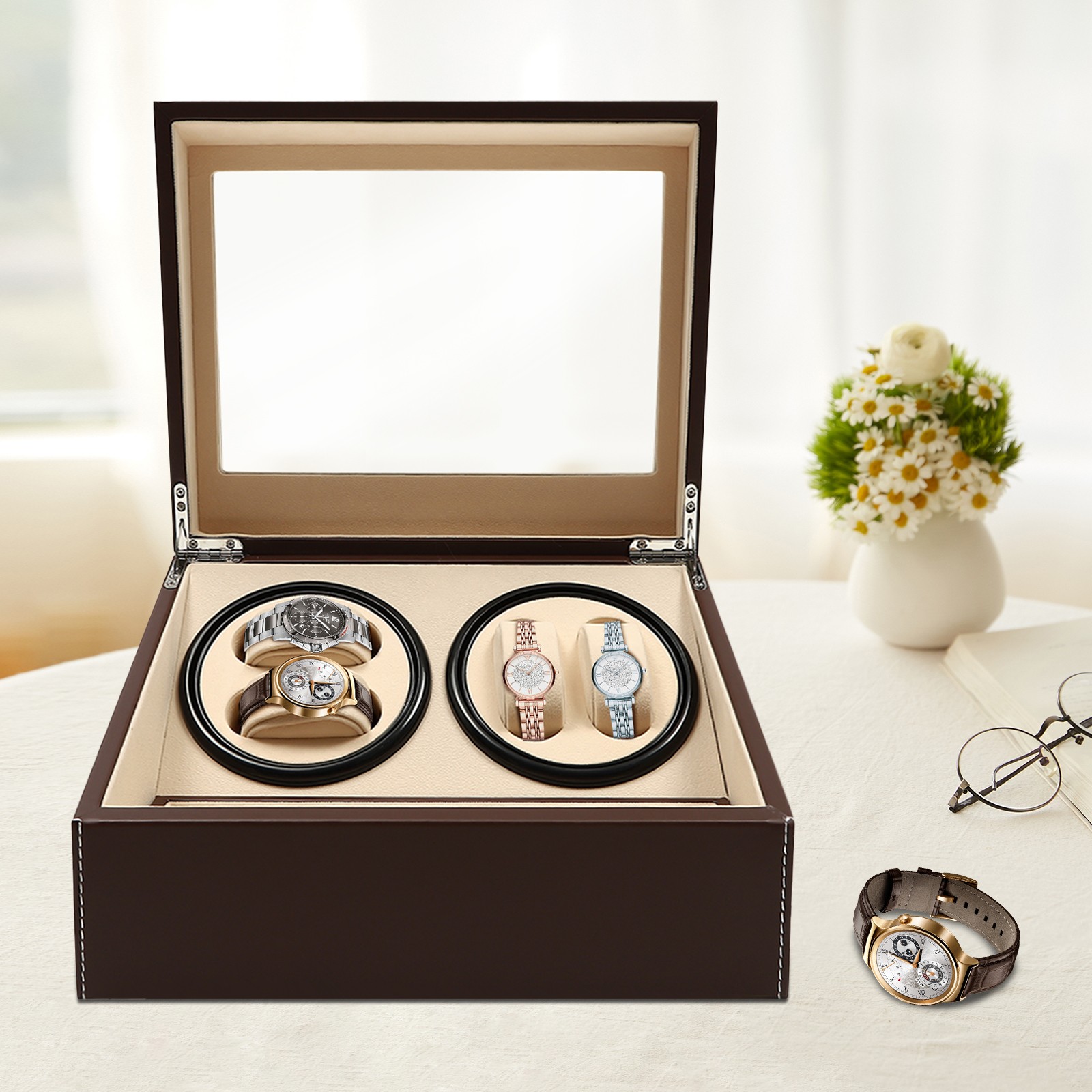 4+6 Automatic Watch Winder Watch Display Box Luxury Storage Case Self-winding