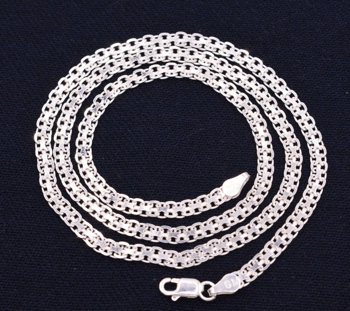 3.5mm Diamond Cut Bismark Bizmark Chain Necklace Real Sterling Silver 925 Italy