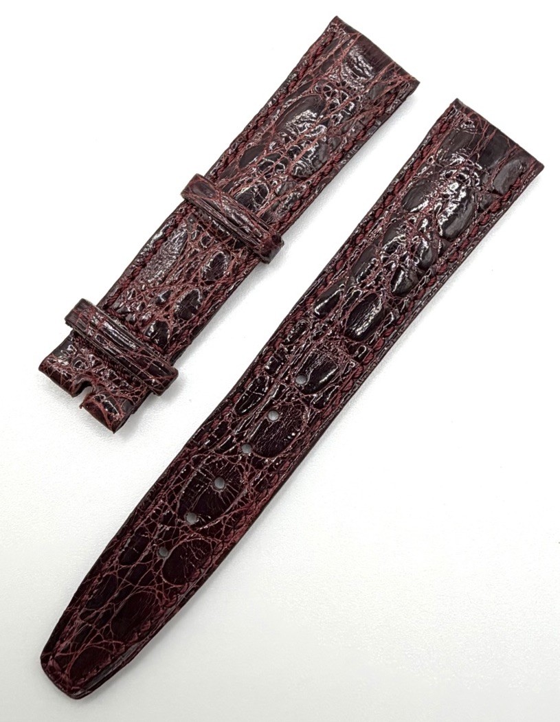 New Genuine Gucci 16x14mm Burgundy Crocodile Grain Leather Band Strap