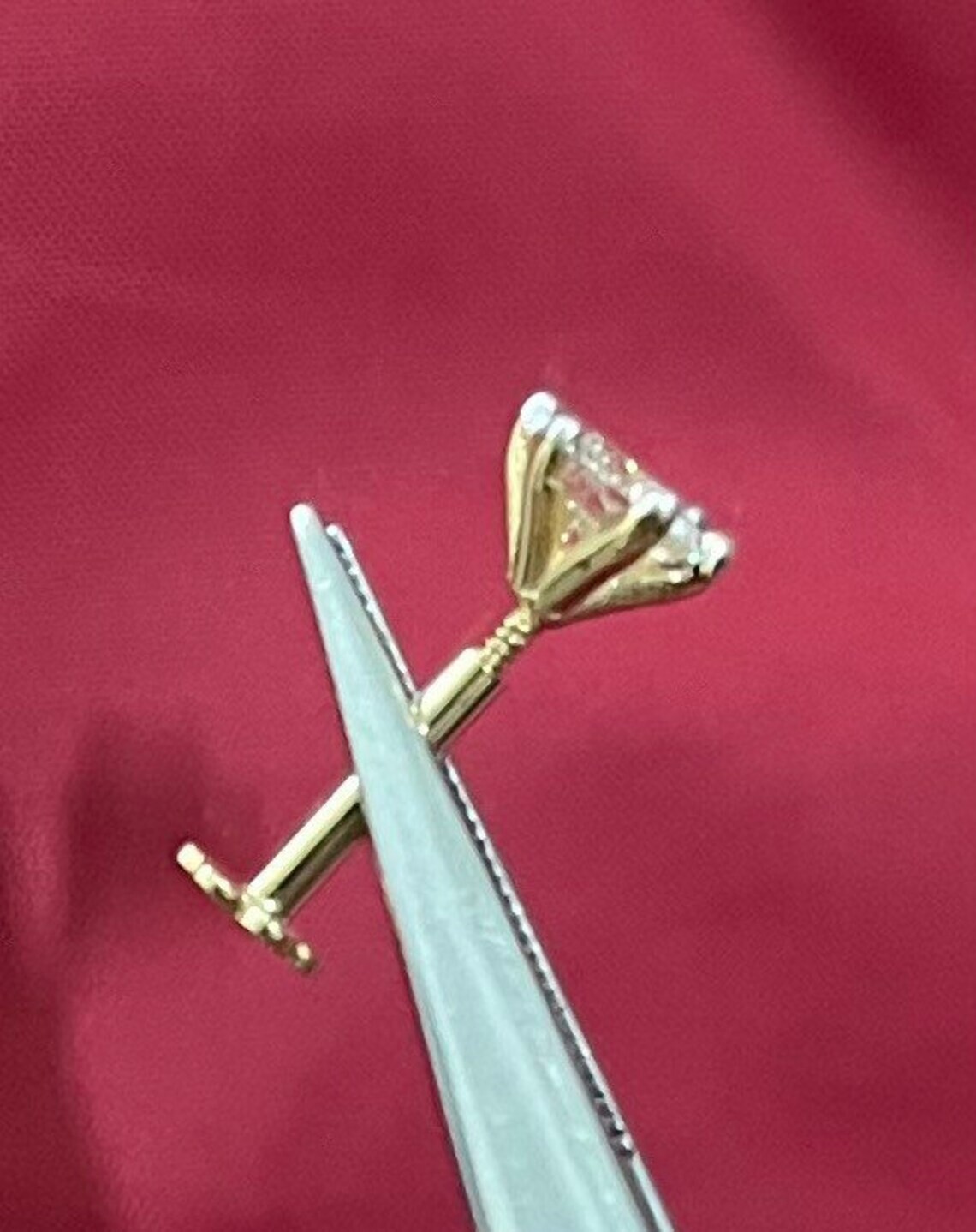 14K Yellow Gold 3MM Round Natural Diamond Piercing Screw Back Women’s Nose Pin