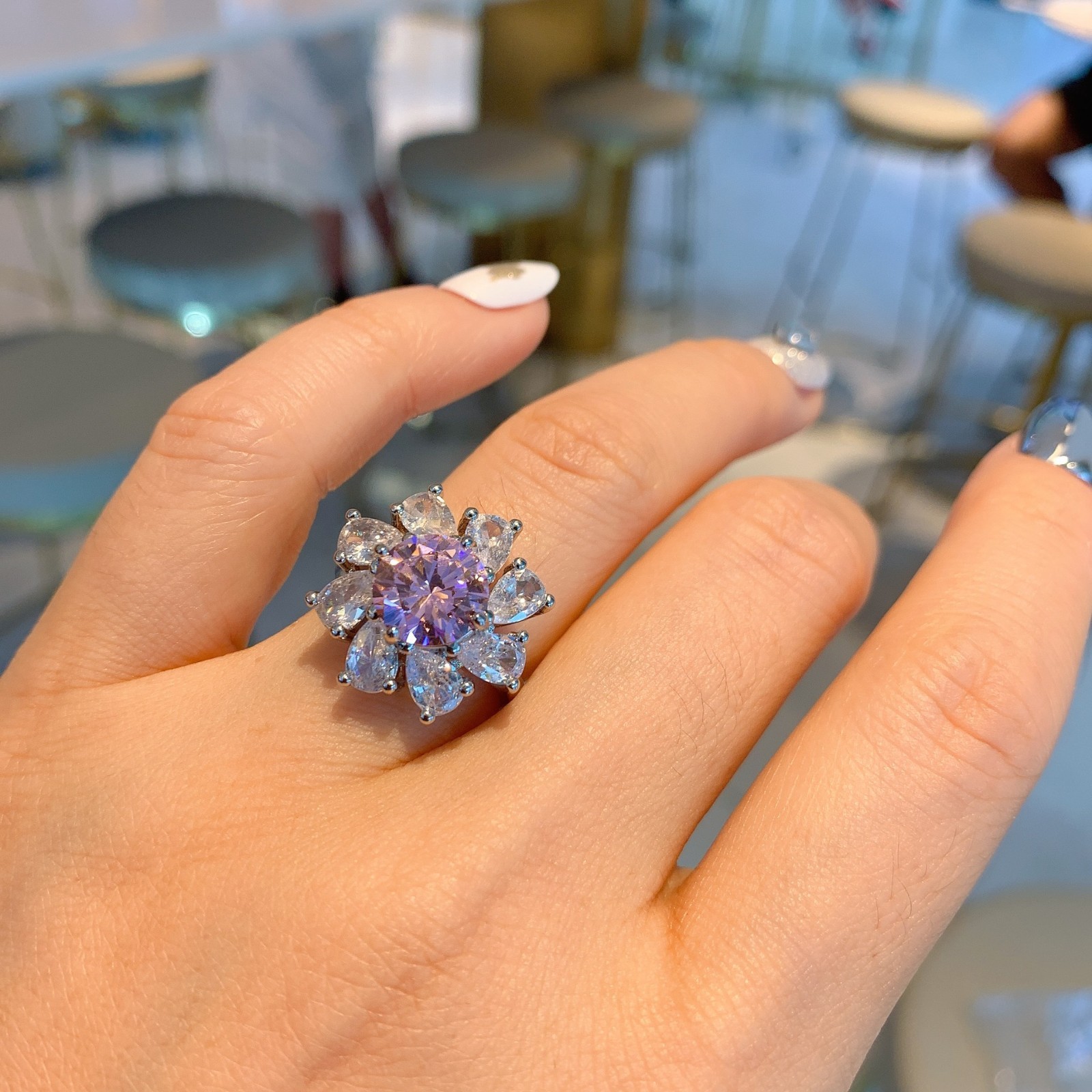 Pink Ring, Instagram-Style Red Corundum Ring, Gold-Toned Band