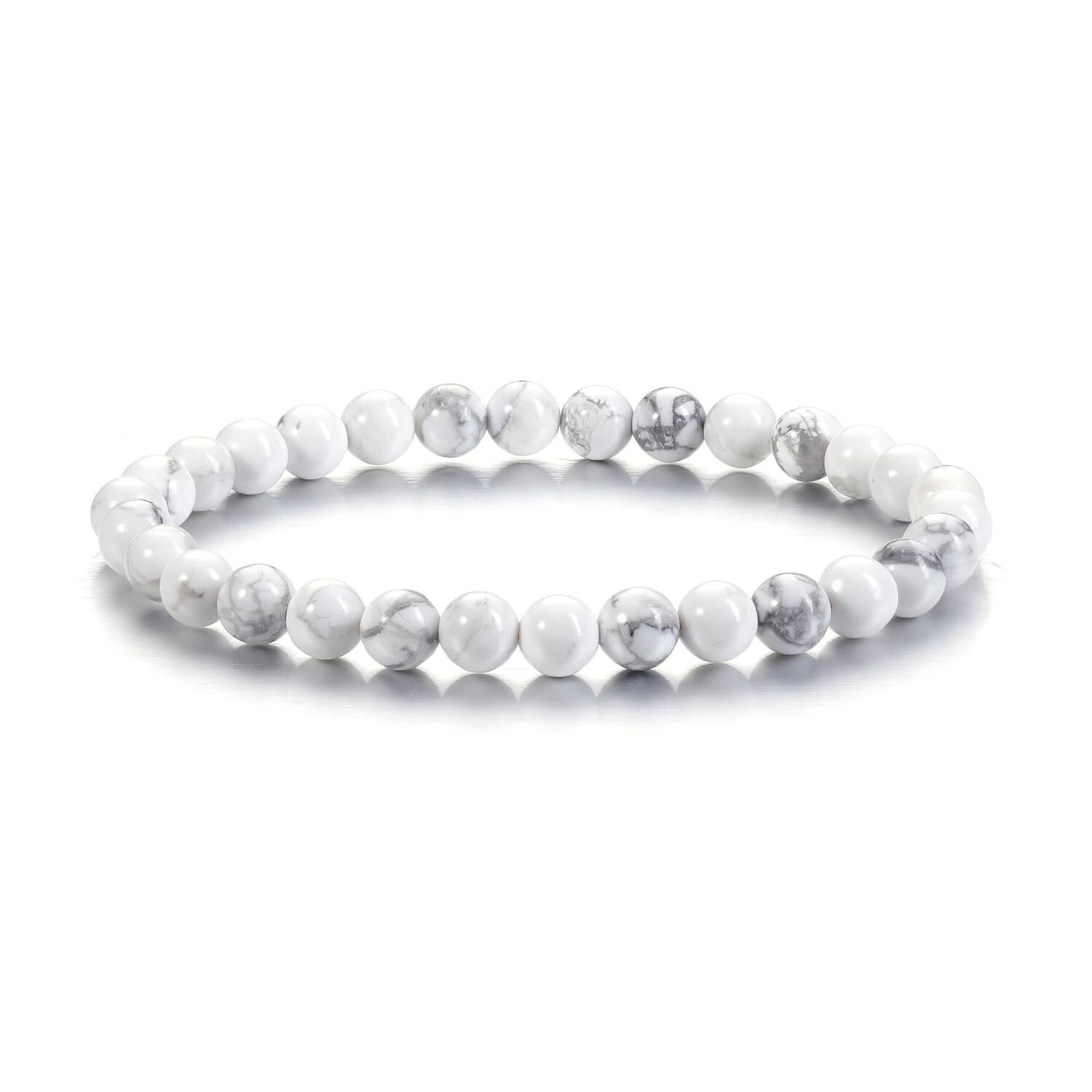 Natural Howlite Stone Bracelet 4mm White Gemstone Healing Crystal Bracelet Gift