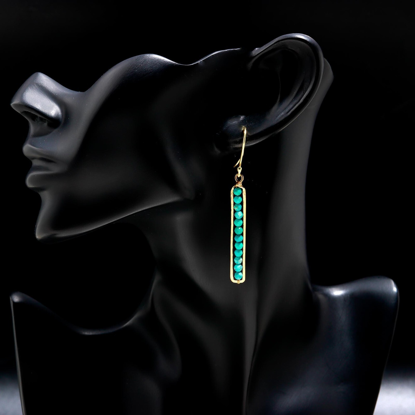 Natural Turquoise Bar Earrings | Handcrafted Gemstone Jewelry – Scarats