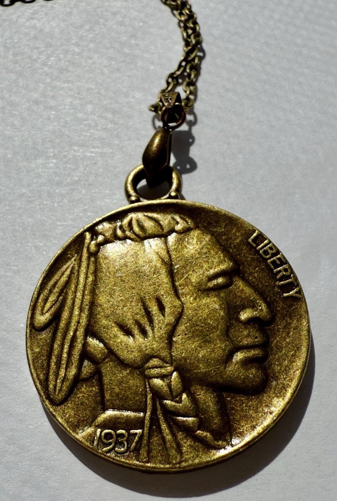 Men’s Buffalo Nickel Necklace Indian Head Unisex Replica Variation 1.5 Inches