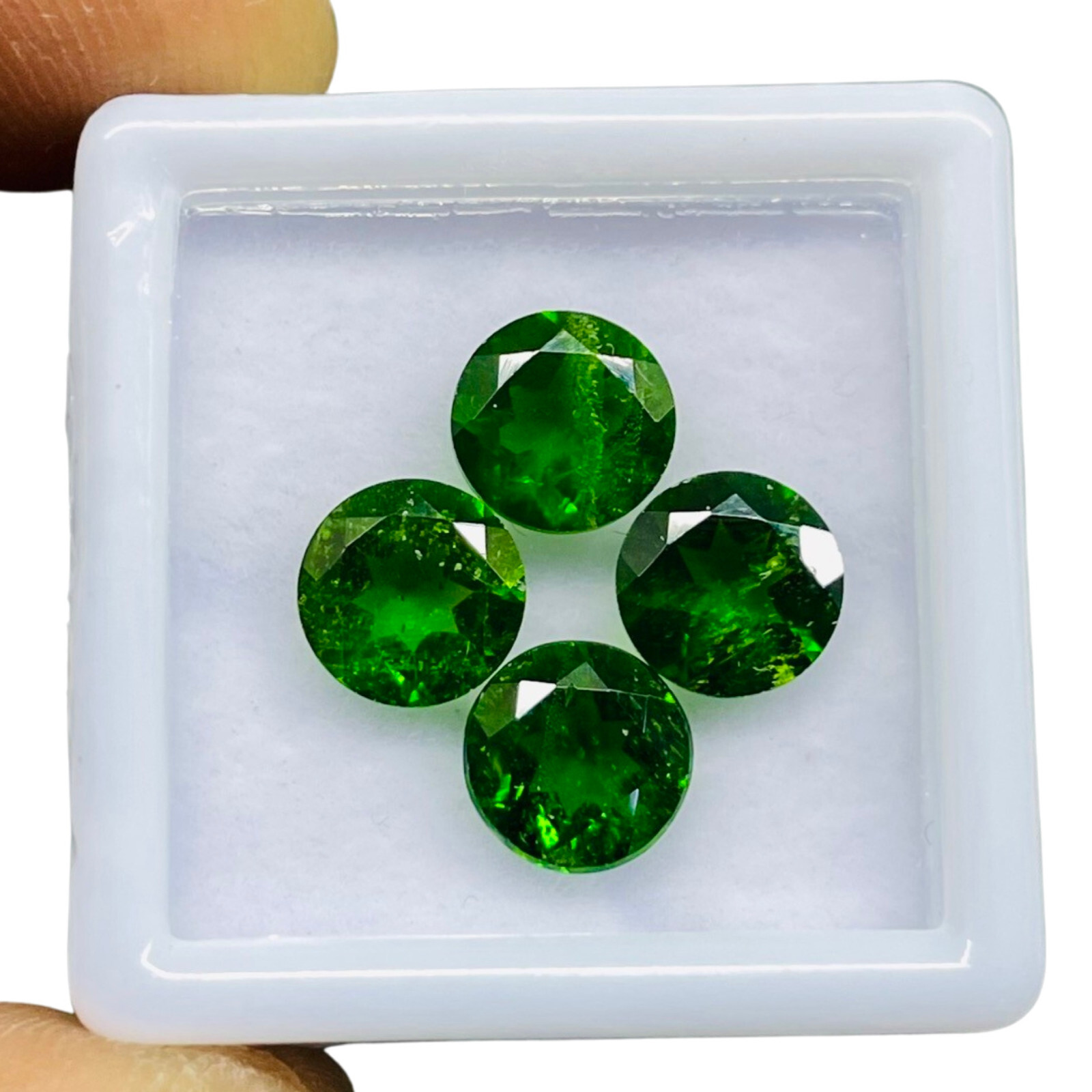 Natural Chrome Diopside 4 Pcs 7mm Round Cut Vivid Green Loose Gemstones Lot