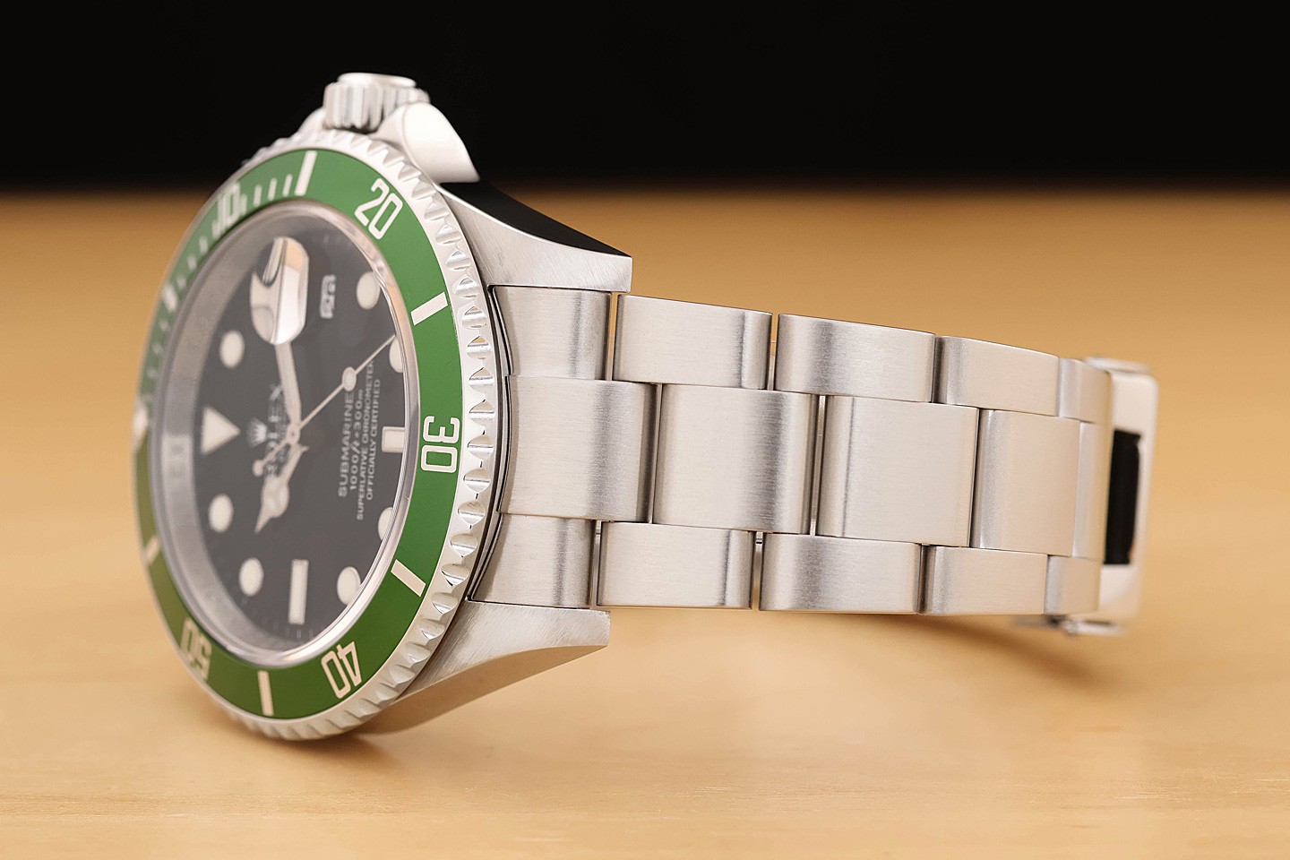 2008 CARD ROLEX SUBMARINER DATE 16610LV KERMIT BLACK NO HOLES STEEL 40MM WATCH