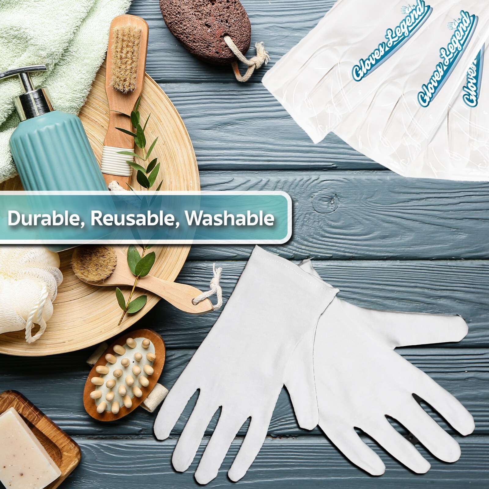 12 Pairs – Size Large – White Cotton Cloth Spa Moisturizing Gloves for Dry Hands