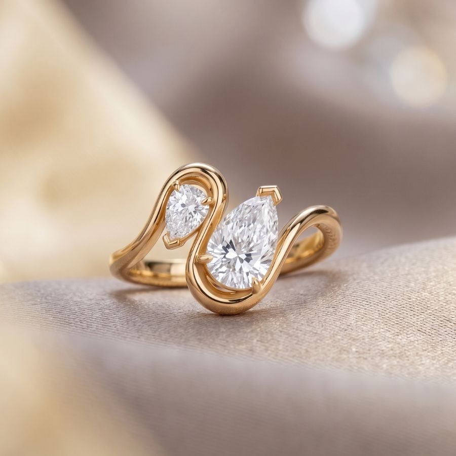 2.00 Ct Pear-Cut VS1 Lab Grown Diamond Wedding Engagement Ring 14k Yellow Gold