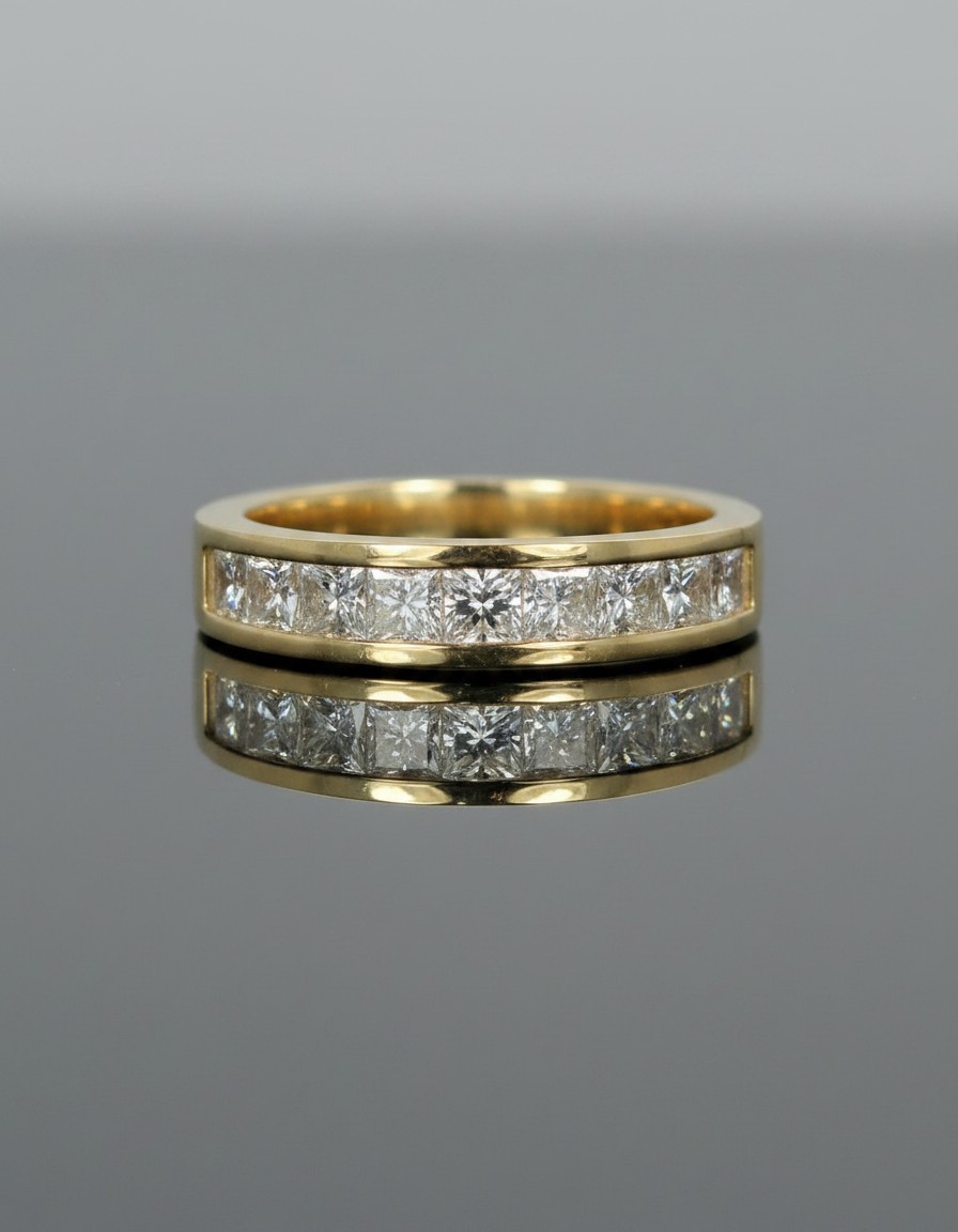 2Ct Princess Lab-Created Diamond Engagement Band Ring 14k Yellow Gold Plated