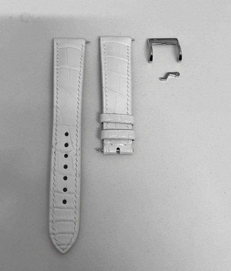 OEM Delugs new watch strap 20mm White Alligator Leather with buckle and prong