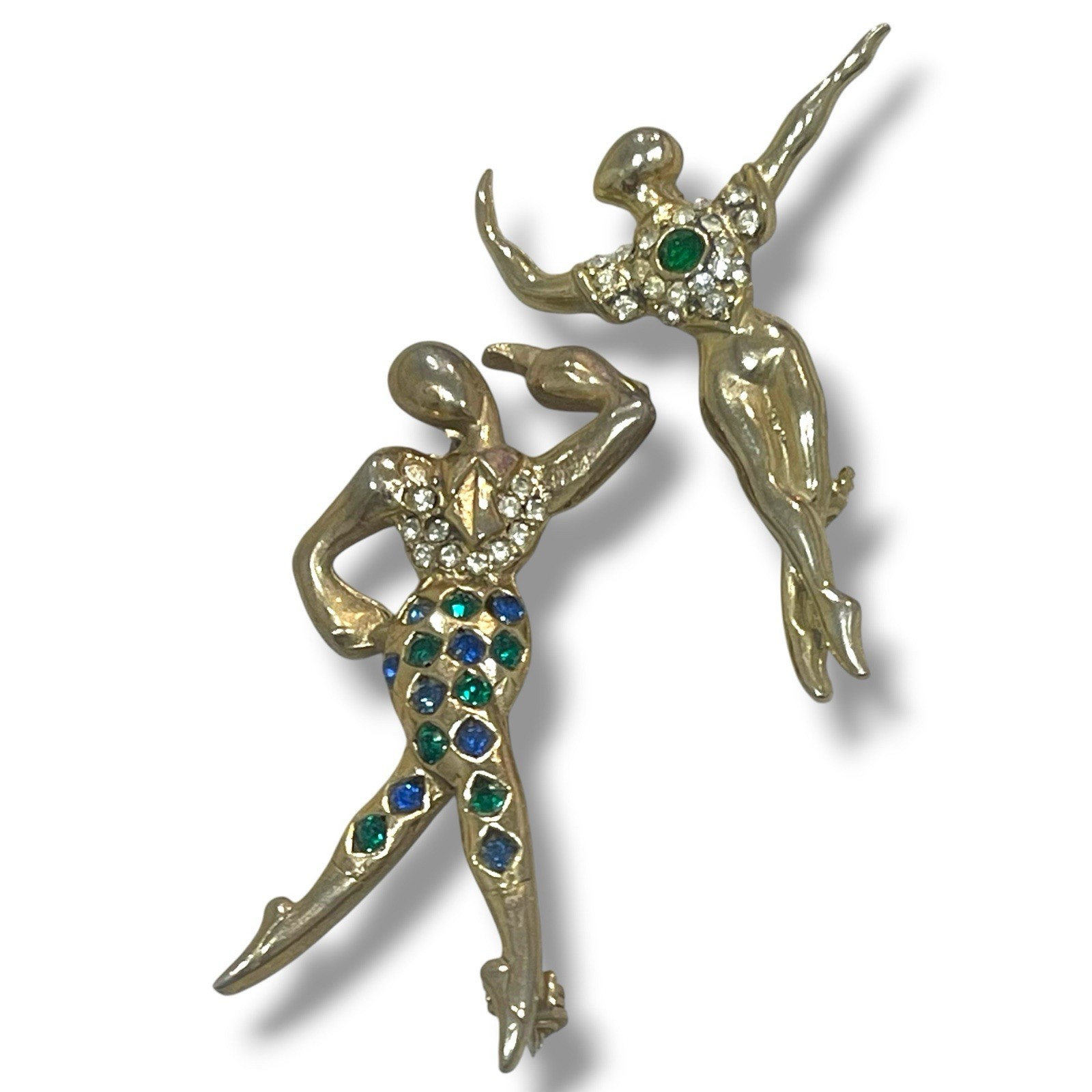 Harlequin Dancer Scatter Pins Vtg Bejeweled French Ballet Carnival Male & Female