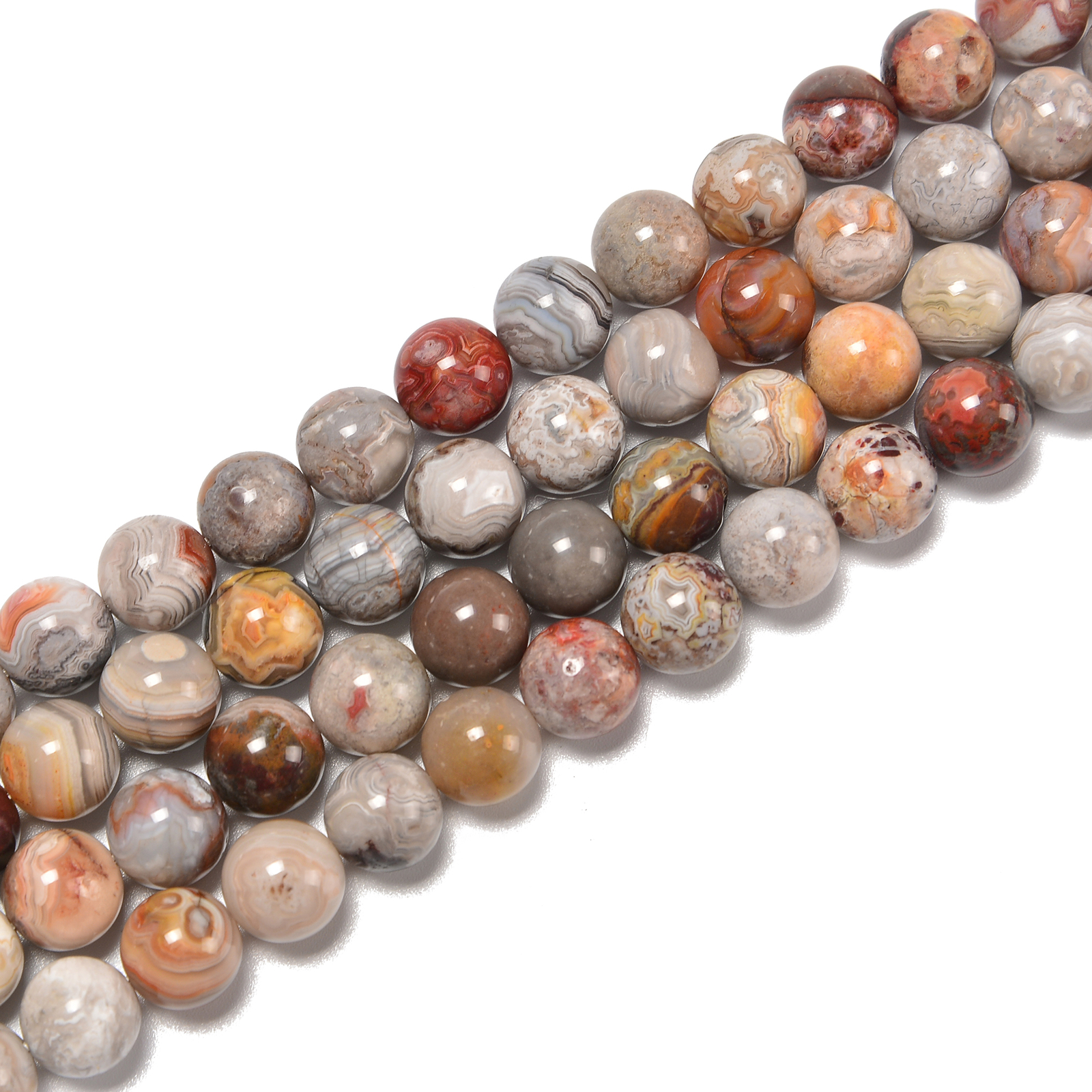 Laguna Lace Agate Smooth Round Beads 4mm 6mm 8mm 9mm 10mm 11mm 12mm 15.5″ Strand