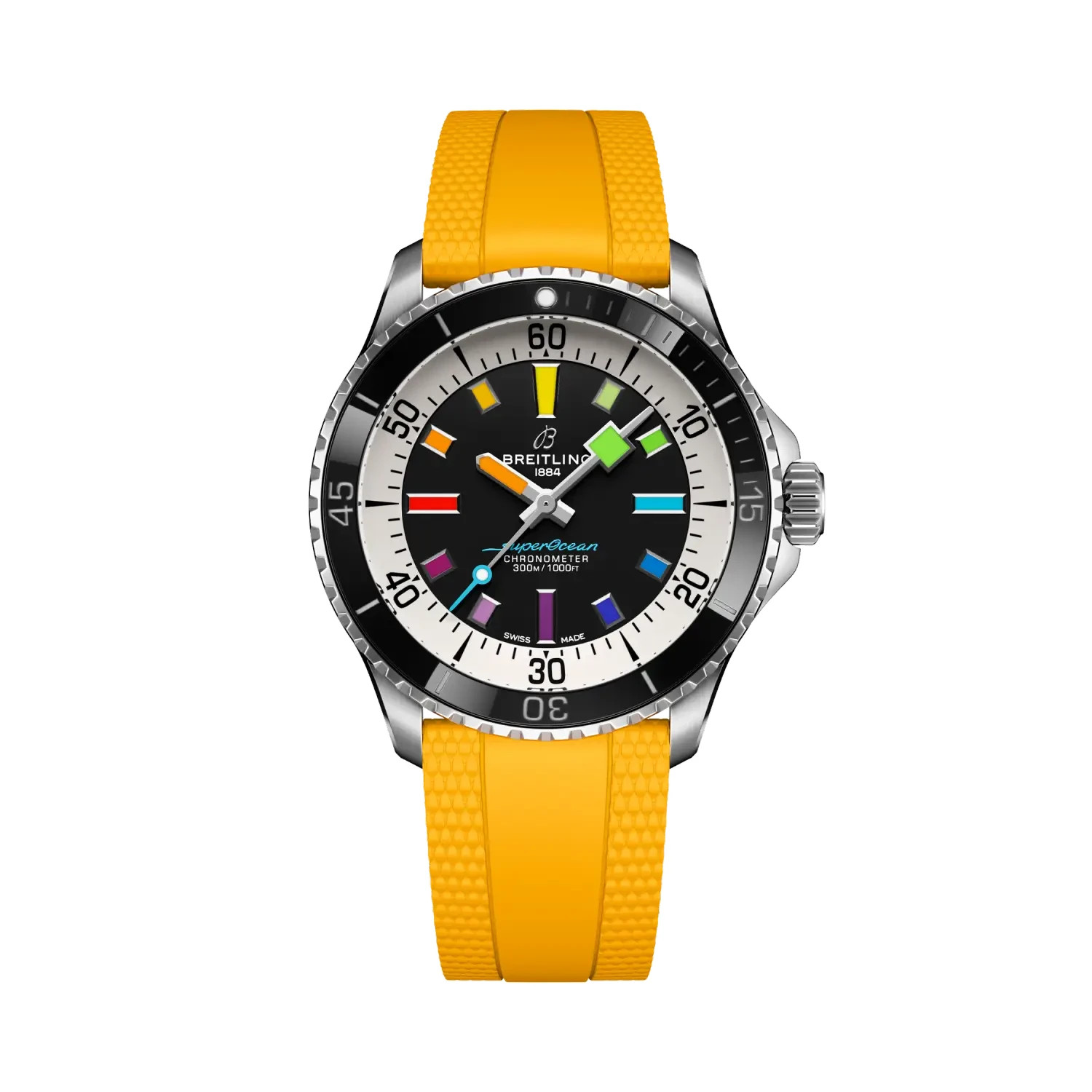 Breitling SuperOcean Diver Pro Yellow Rubber Strap Buckle A17375 22-18mm 364S
