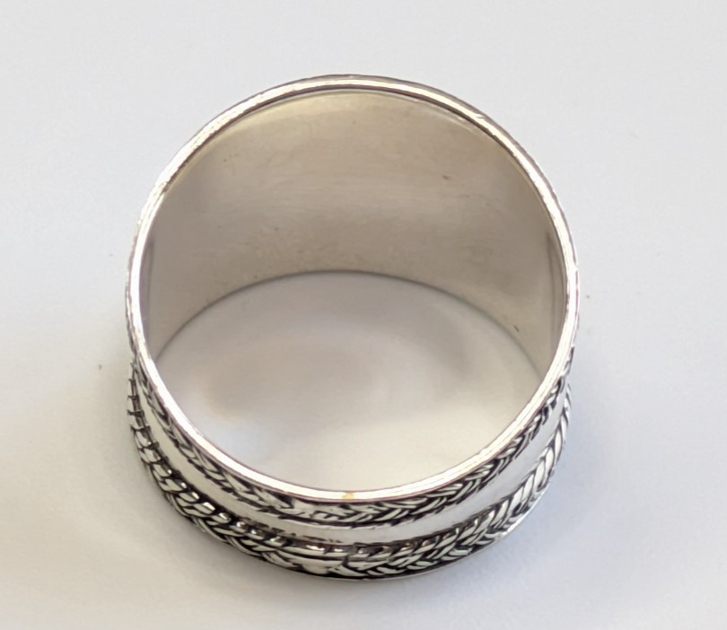 VTG Sterling Silver 925 Polished Braided Rope Edge 5/8″ Wide Sz 9 Band Ring