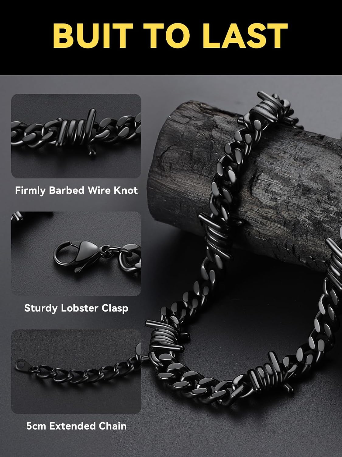 Barbed Wire Necklace Punk Thorns Chain Necklace for Men Women, 5/6/7/9/12MM Wide