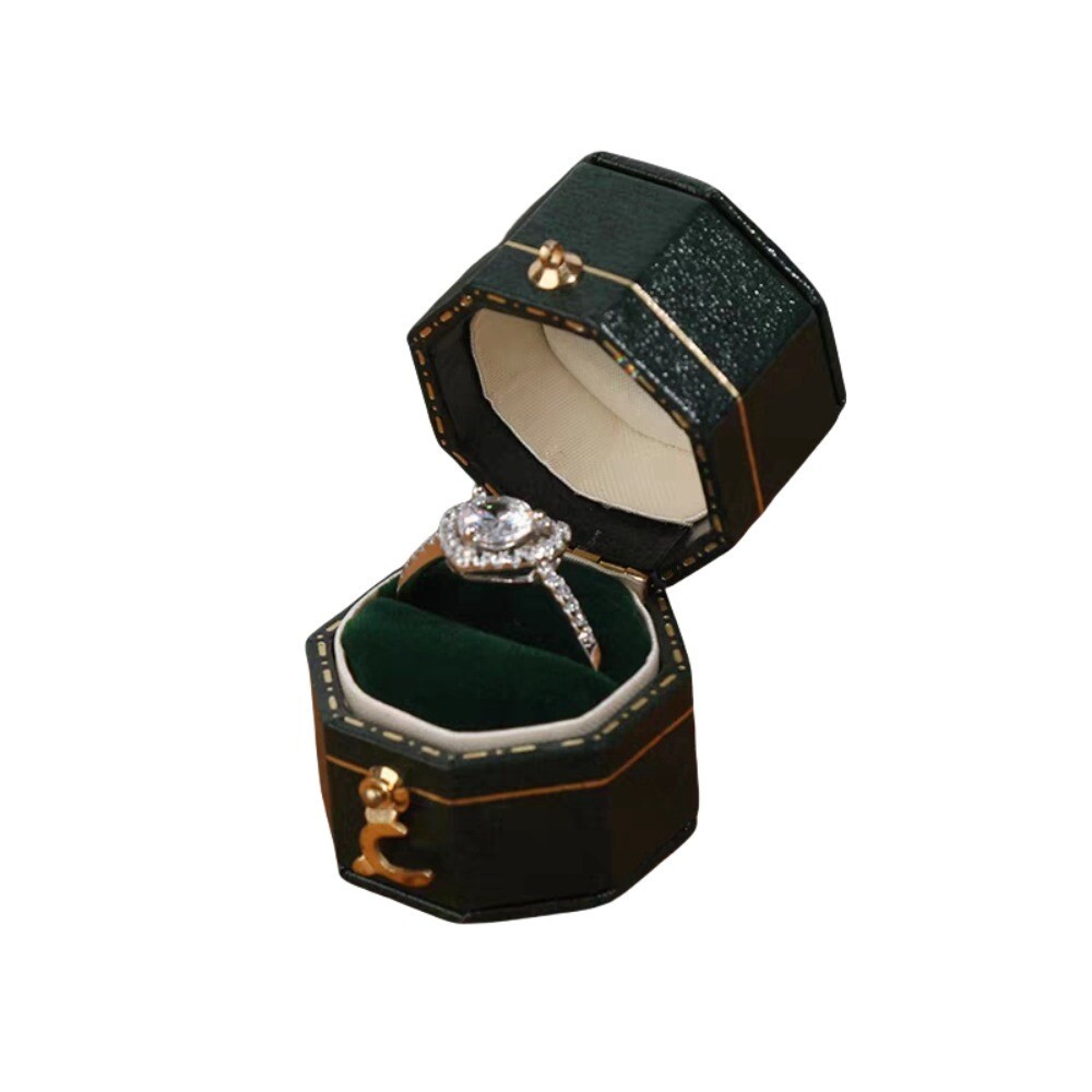 Luxury Vintage Leather Ring Boxes Engagement Wedding Ring Box Jewellery Case