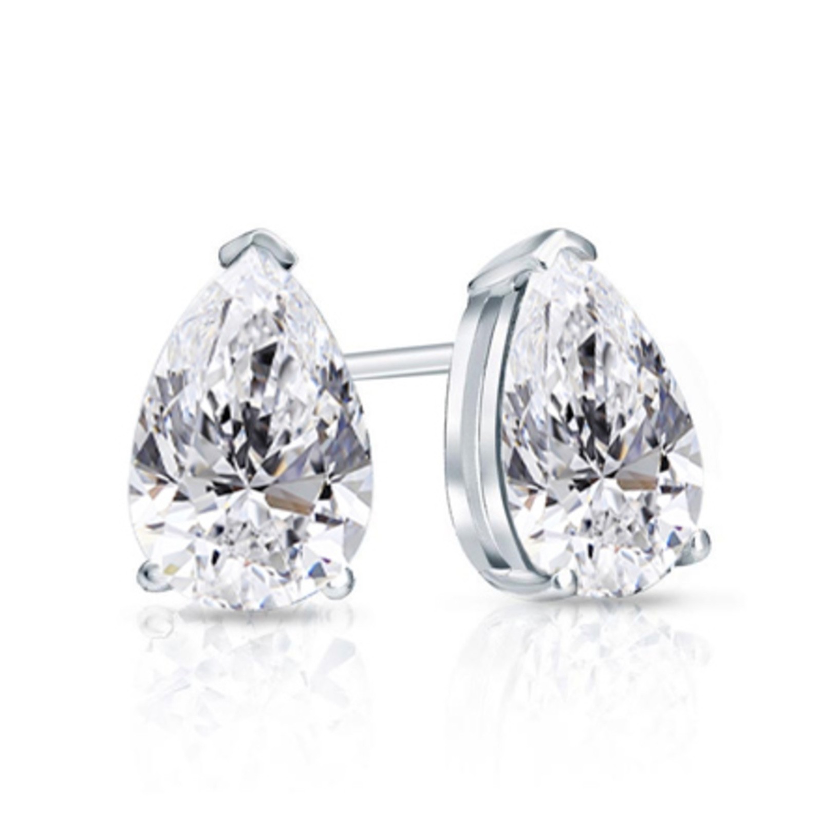 2 ct. White Sapphire Pear Shape Basket Stud Earrings Solid Sterling Silver