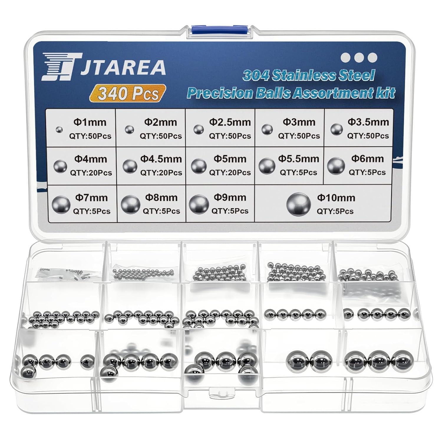 14Values 304 Stainless Steel Precision Balls Kit 1mm 2mm 2.5mm 3mm 3.5mm 4mm 4.5