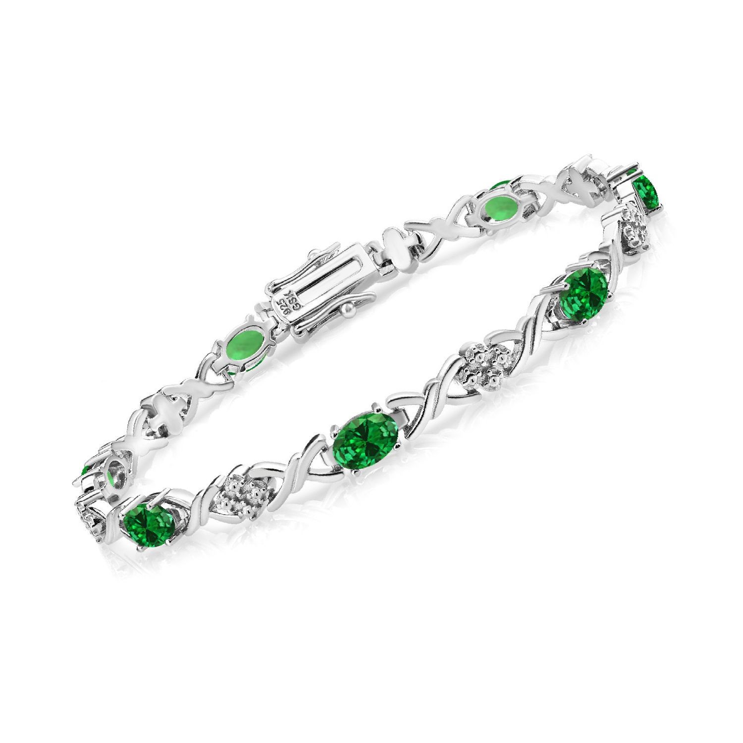 2.80 Cttw Simulated Emerald Tennis Bracelet For Women | 925 Sterling Silver |