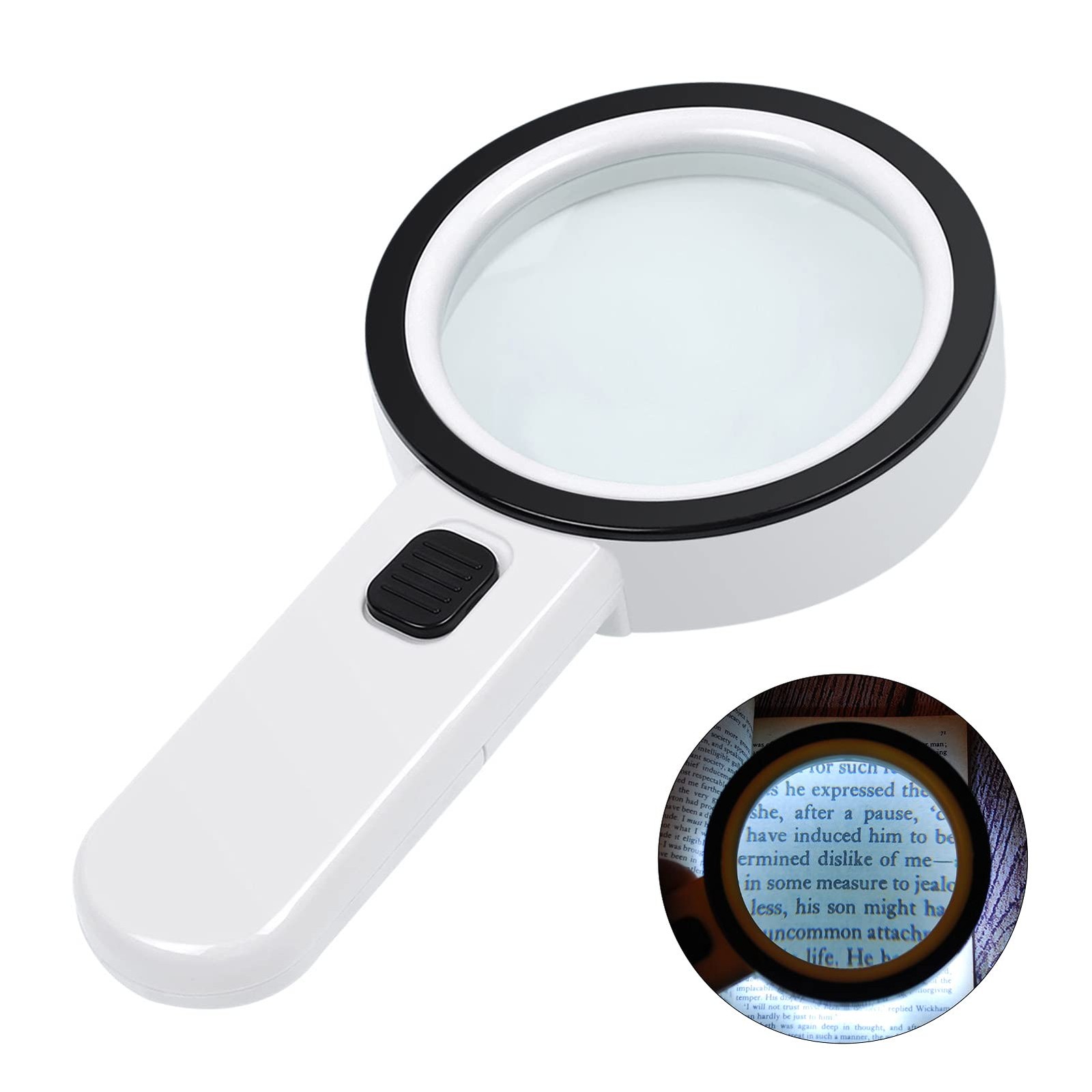 AIXPI Magnifying Glass with Light, Handheld Large 12 White