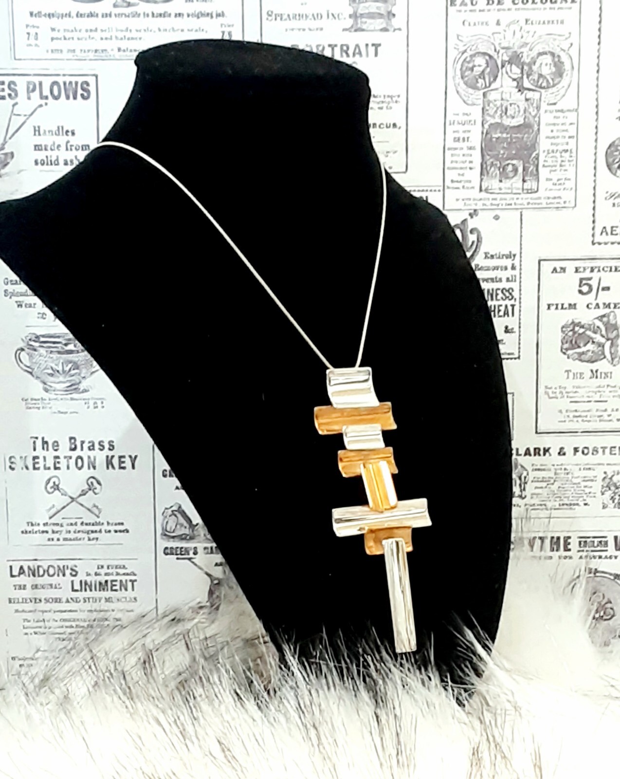 RLM Studio Sterling Silver🥈, Brass,🥉 4″L Pendant on 925 8″L 🔗 Chain Ap2