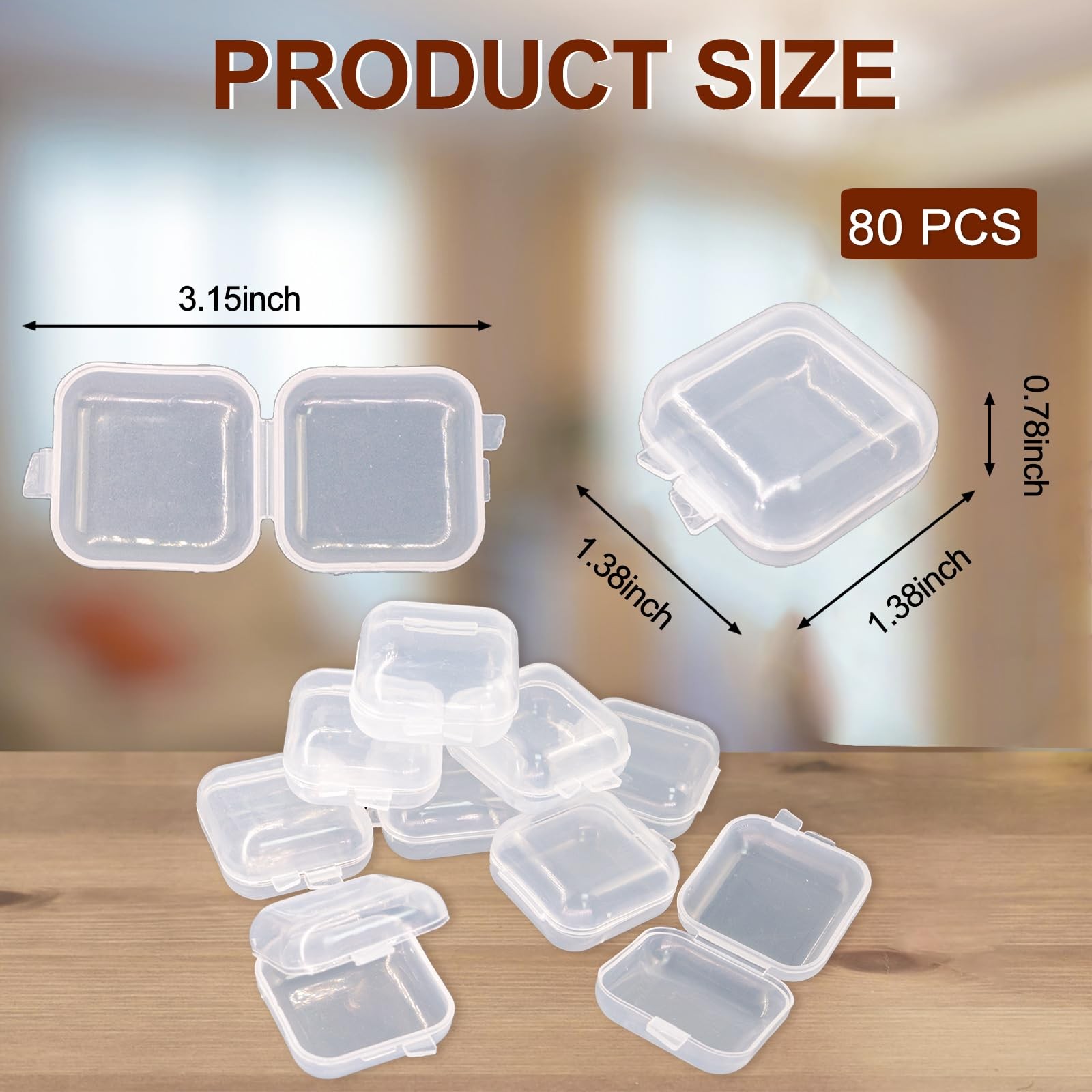 80 pcs Mini Clear Plastic Jewelry Box Earring Storage Box Small Storage Containe