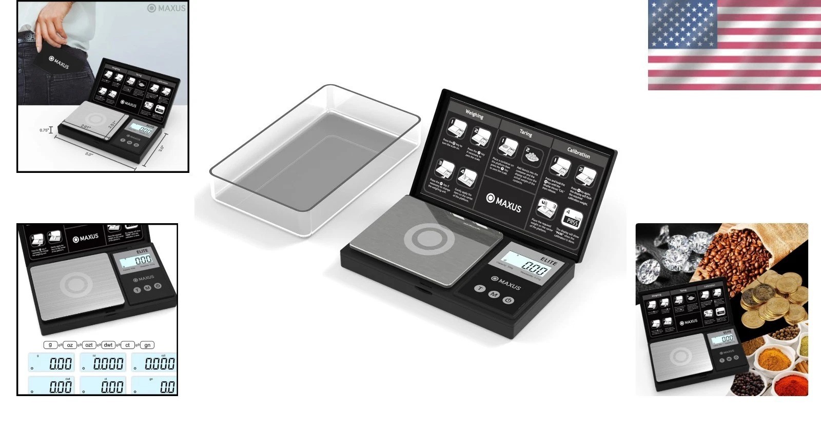 High Precision Pocket Digital Scale – 500g x 0.01g with Clear Tray & LCD Display