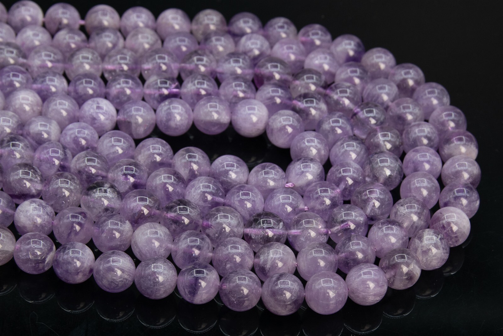10-11MM Genuine Natural Translucent Deep Lavender Amethyst Beads AA Round Beads