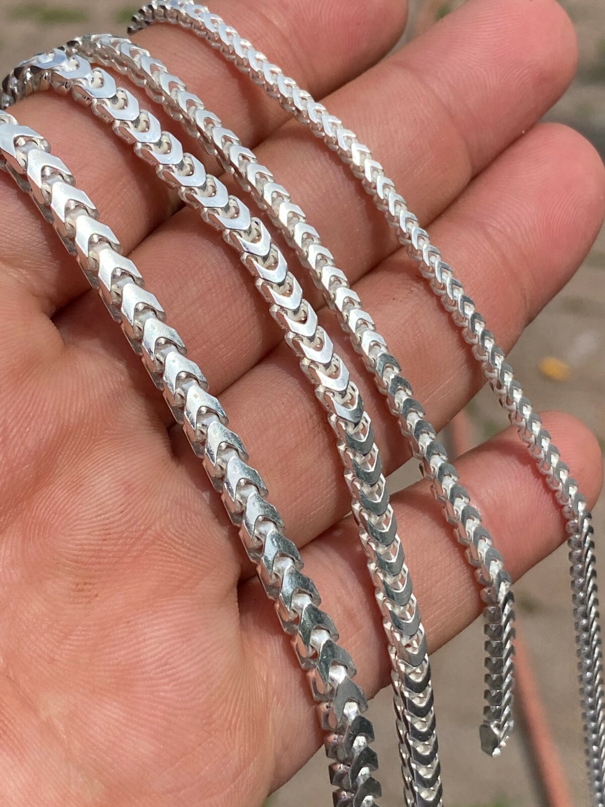 Real Solid 925 Sterling Silver Franco Bracelet 2.5-5mm ITALY MADE Men’s Pulsera