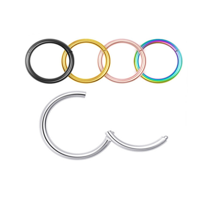 1Pc Seamless Hinged Segment Sleeper Clicker Ring Hoop Ear Lip Nose Septum Pierce