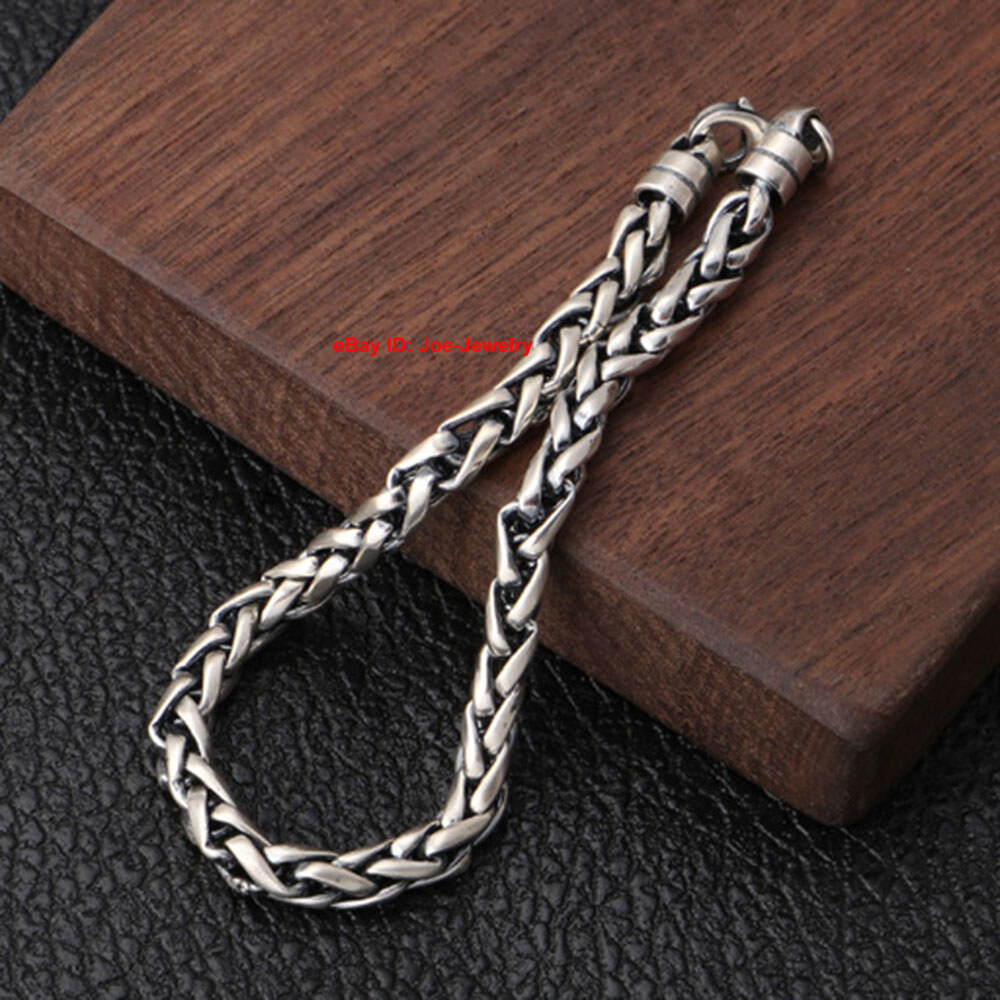 Pure 925 Sterling Silver MEN’S BRACELET 5mm Wheat LINK Chain 7.9inch 12-14g