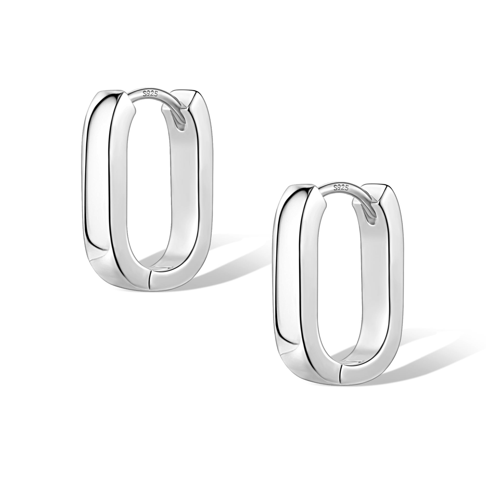 925 Sterling Silver Earrings Small Chunky Sliver Hoop Earrings for Women Tren…