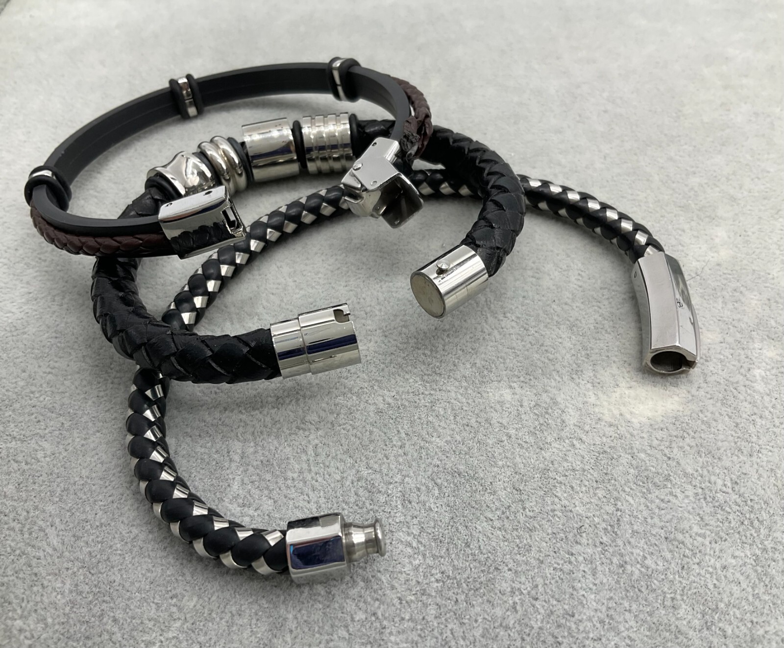 Michael Kors leather & stainless steel bracelet set in box *see description* N6