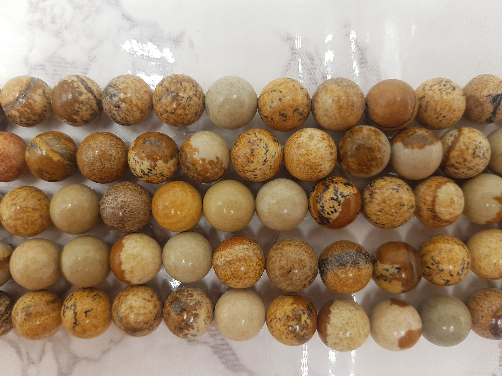 Picture Jasper Smooth Round Beads 4mm 6mm 8mm 10mm 12mm 15.5″ Strand