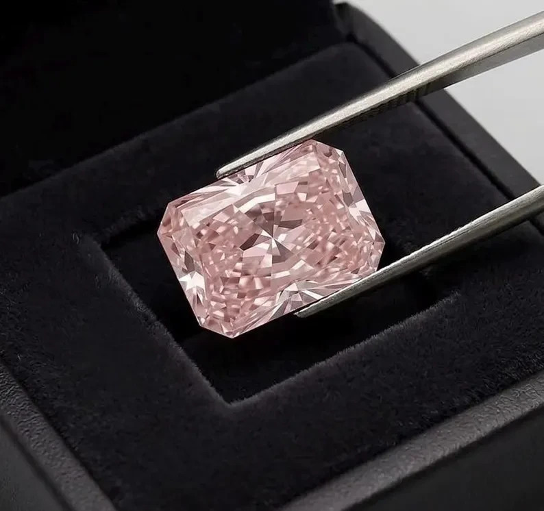 2CT Fancy baby Pink Radiant Cut Color VVS1 Diamond Premium Quality Gemstone 9x7M