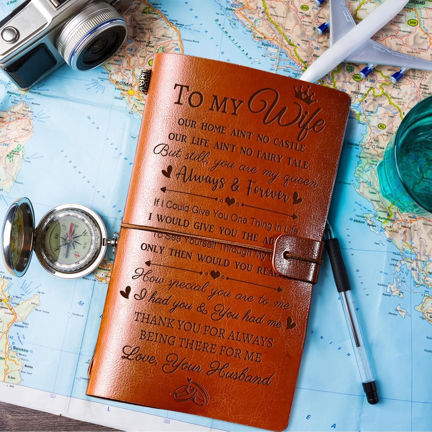 Gifts for Wife, Wife Gifts Leather Journal, Anniversary Birthday Mothers Day Chr