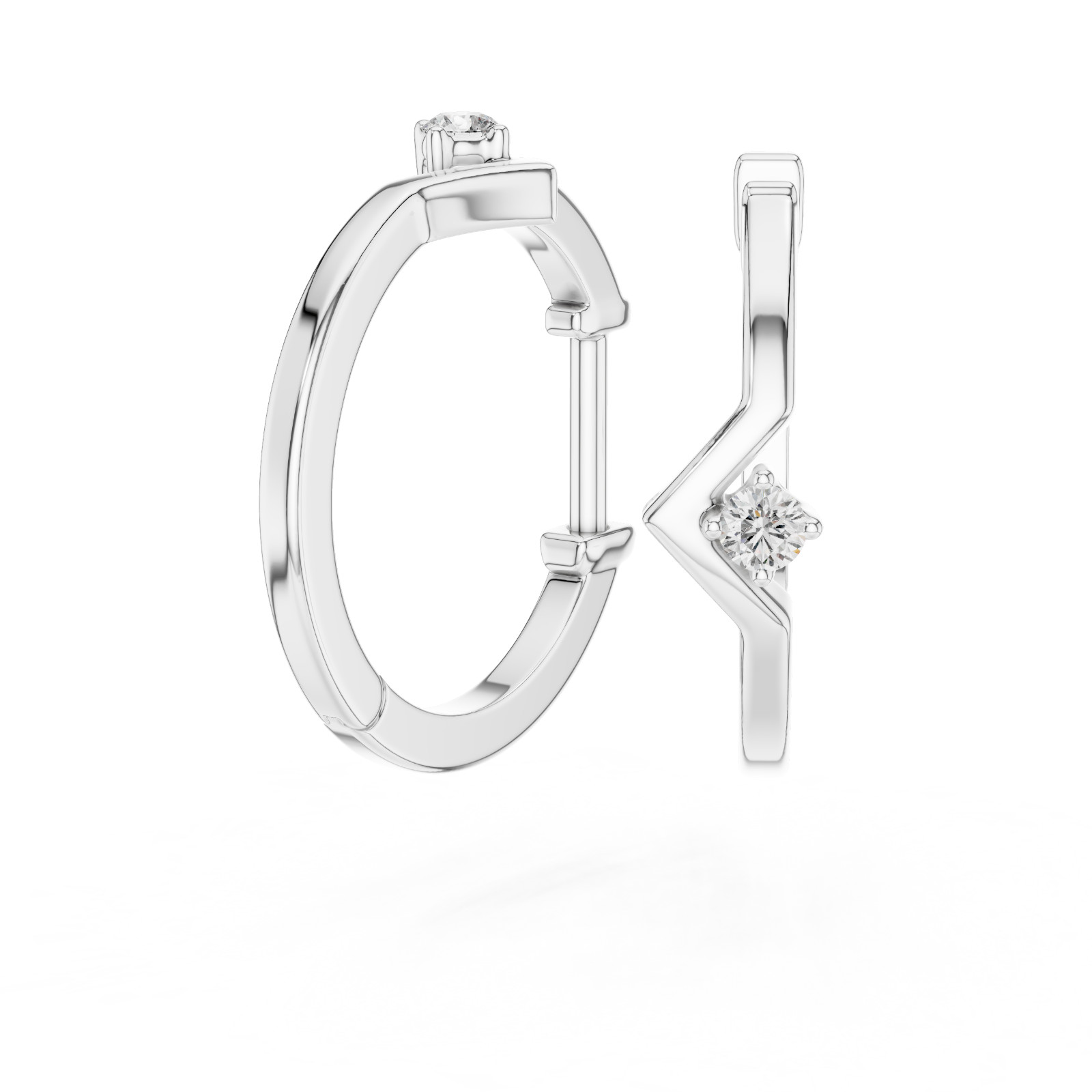 Lab Created Genuine Diamond Hoop Earrings in 925 Solid Sliver