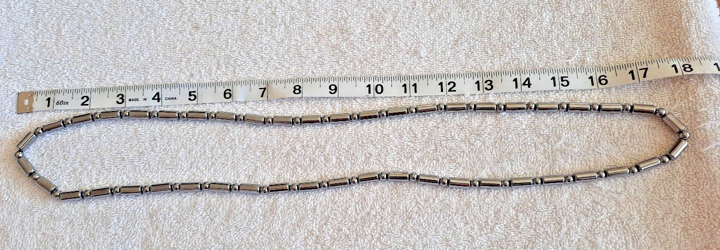 Metal Barrel and Ball Necklace Solid with No Clasp Men’s Woman’s 36 Inches aa
