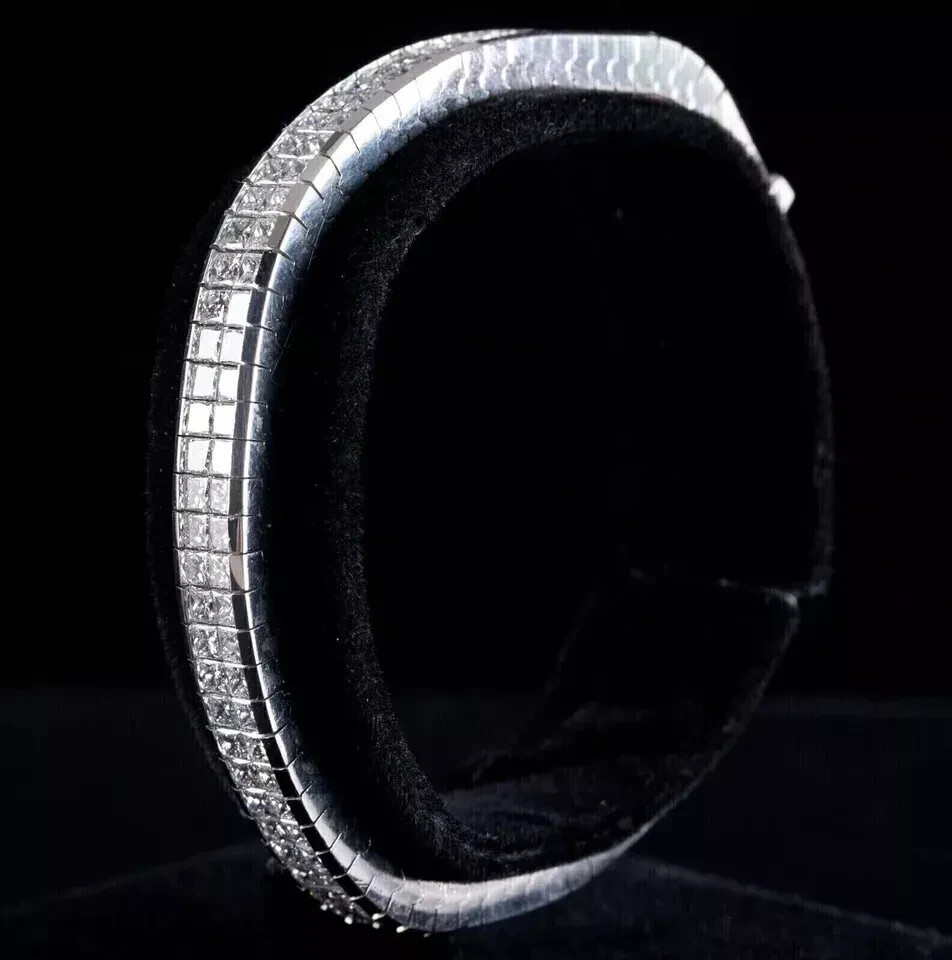 Men’s Charming Bracelet 10Ct Princess Lab-Created Diamond 14K White Gold Plated