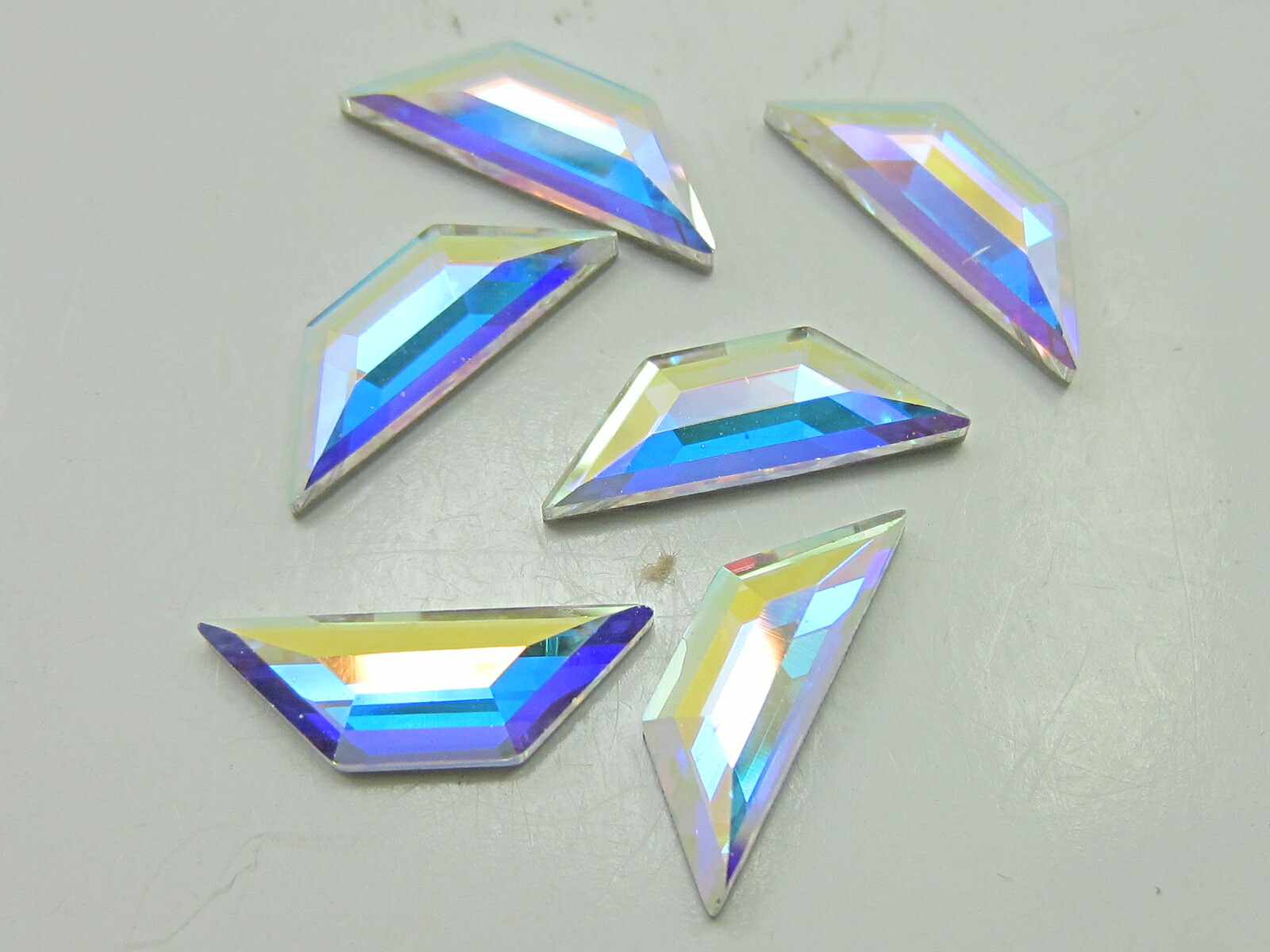 6 Pcs 12.9X4.2mm TRAPEZE CRYSTAL AB FLATBACK European Rhinestones