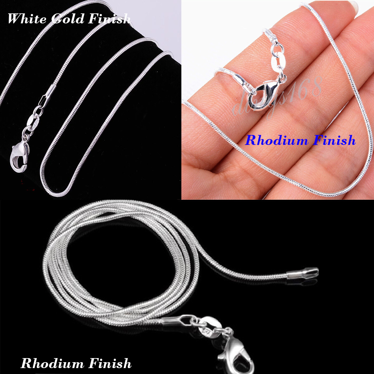 Men& Women’s Solid 925 Sterling Silver Tarnish-Free Italian Snake Chain Necklace