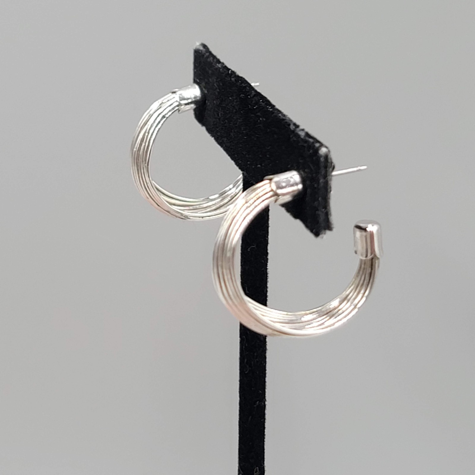Multi Wire Hoop Pierced Earrings Silver tone 1″