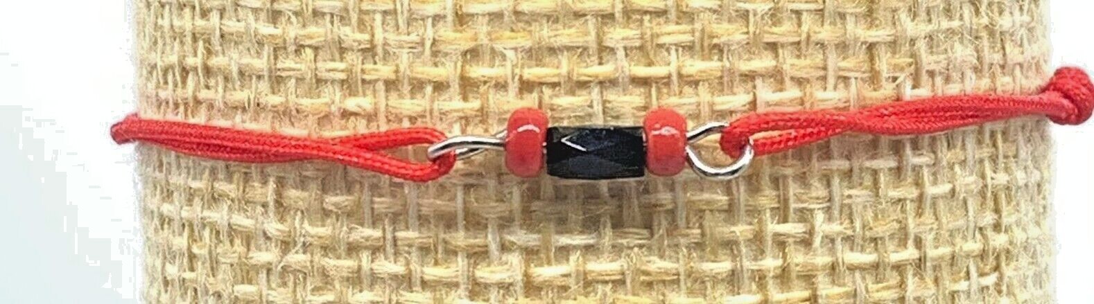 Red String Bead Stone Onyx Black Cool Bracelet Cord Adjustable 6in-10in pack x6