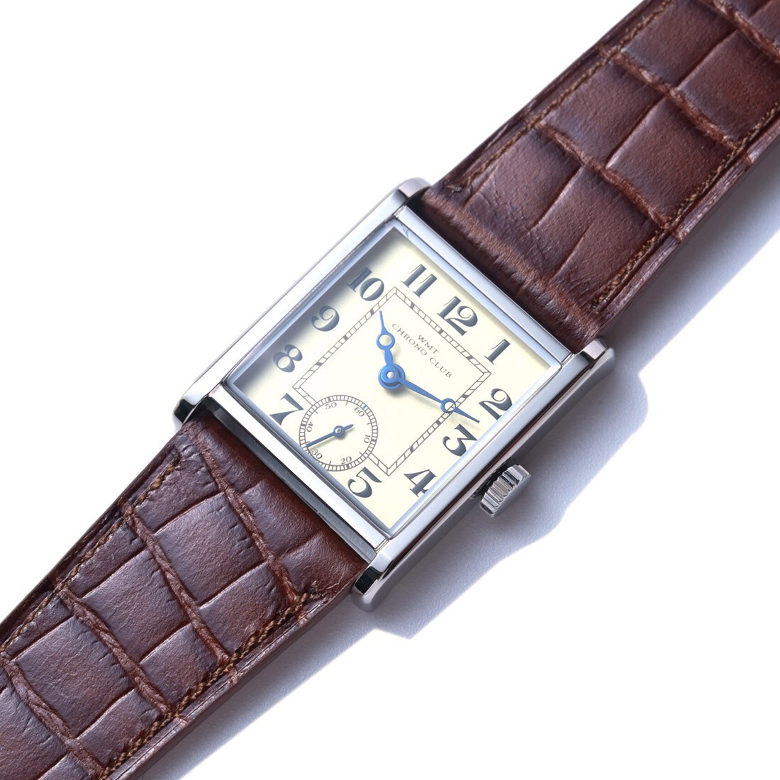 WMT CHRONO CLUB Steel Quartz Brown Rectangular Leather Watch Unisex