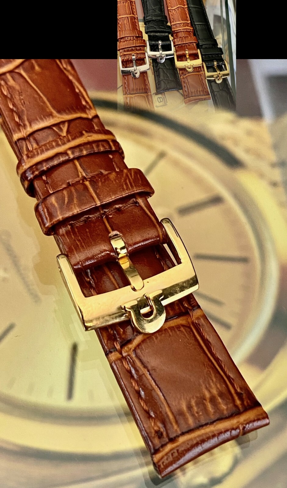 OMEGA Constellation Model 16mm Logo Buckle 18mm Cognac Color Croco Leather