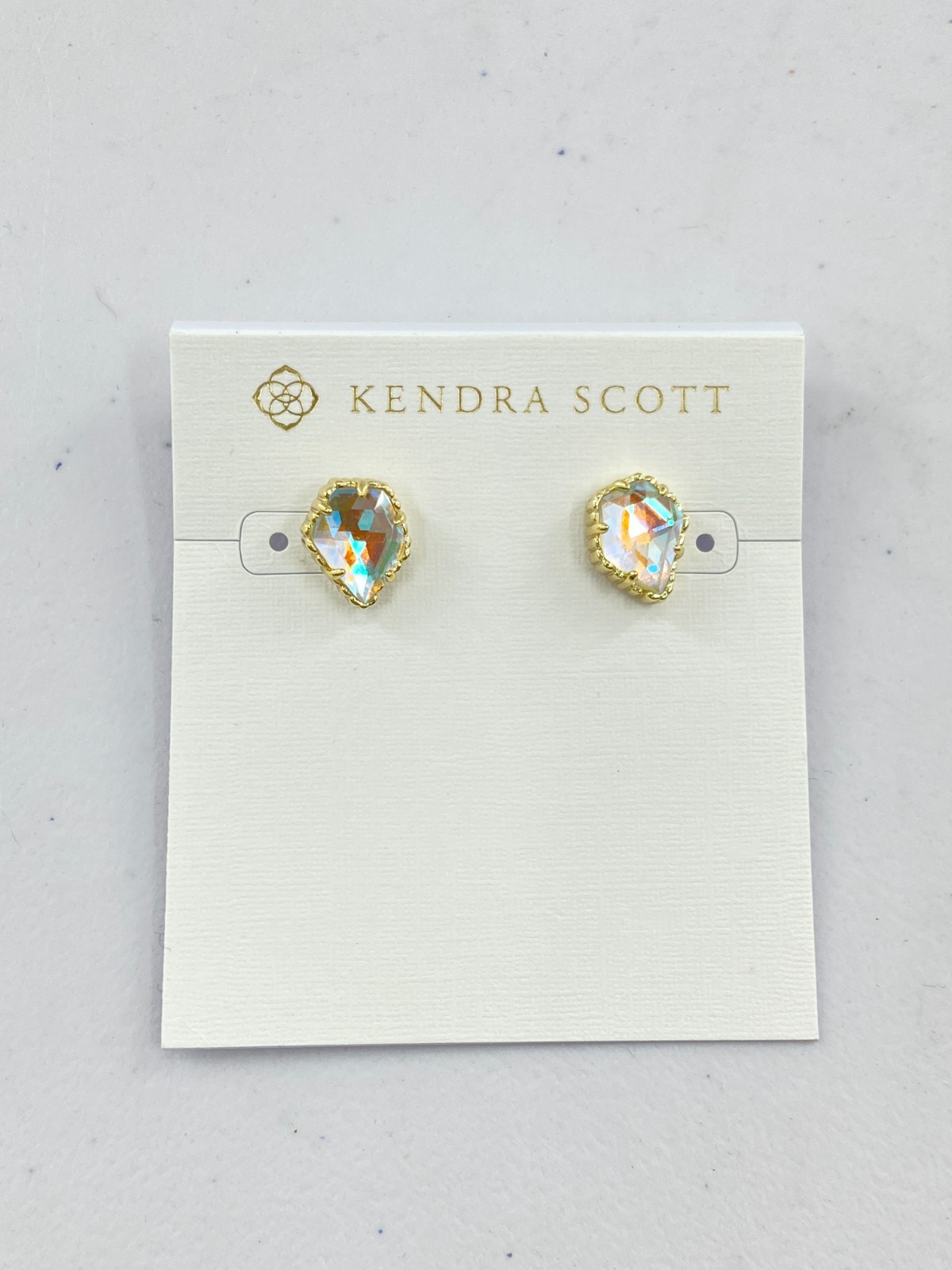 Kendra Scott Tessa Stud Earrings- Gold Iridescent Dichroic Glass