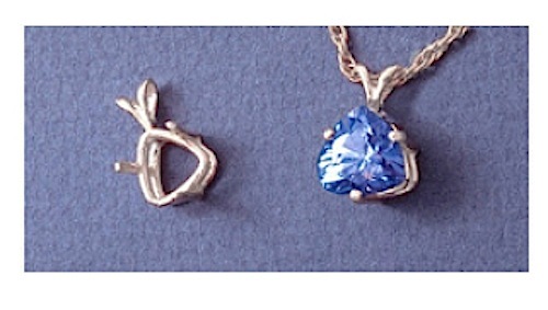 Sterling Silver Trillion Side Prong Pre-Notched Pendant Setting (4x4mm-12x12mm)