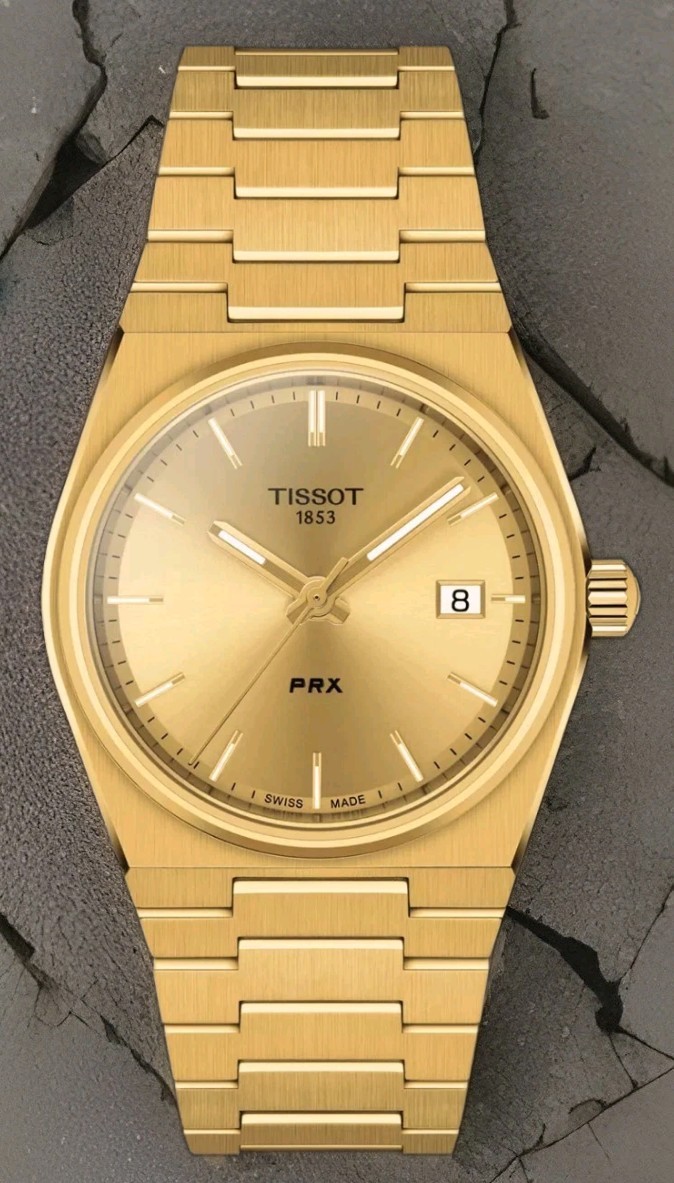 Tissot PRX 35mm Champagne Dial Gold Watch T137.210.33.021.00