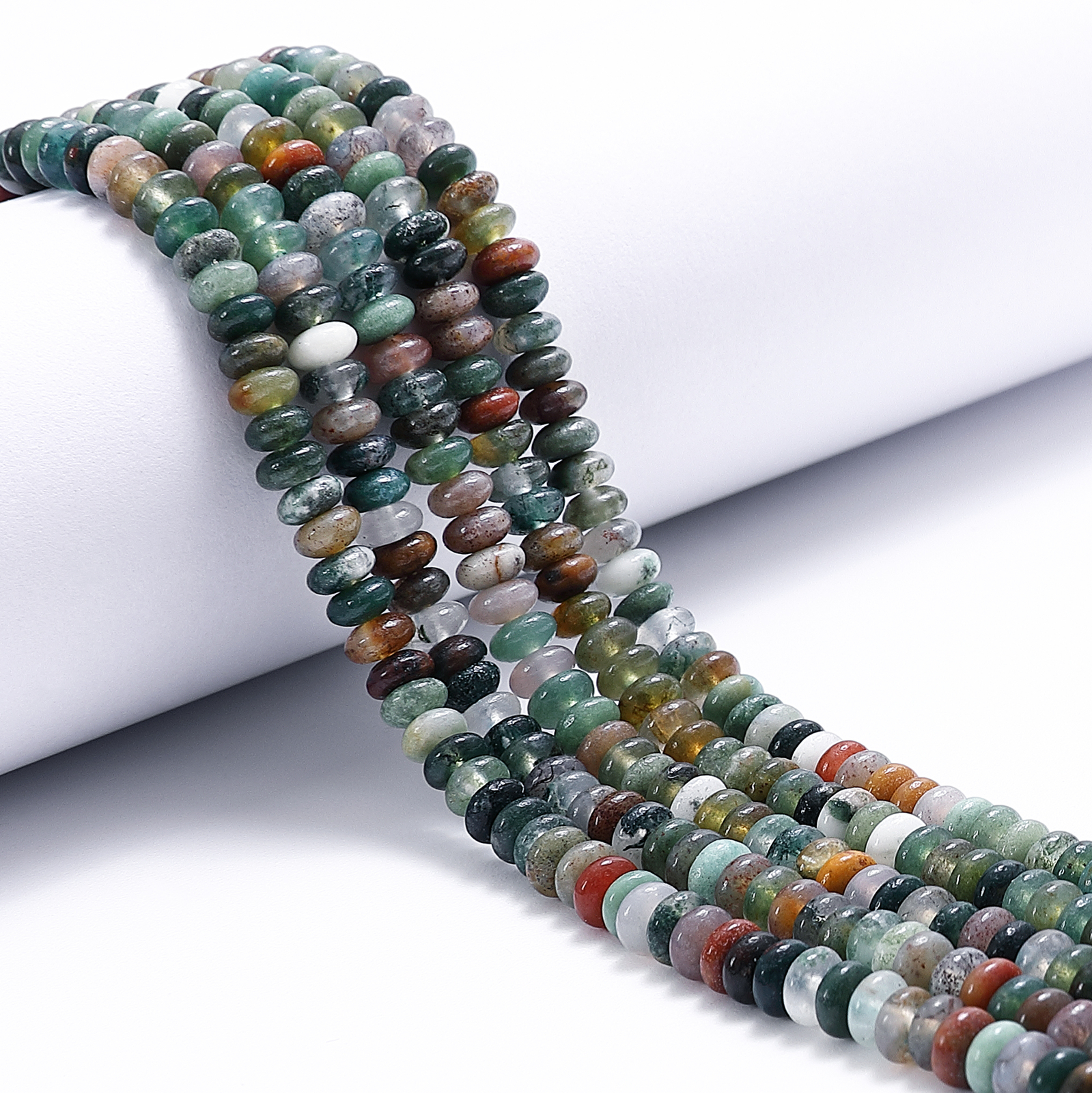 Natural Indian Agate Smooth Rondelle Beads Size 2×4.5mm 15.5” Strand